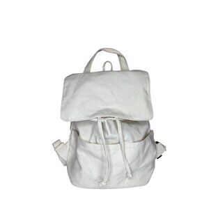 Laude The Label Natural Convertible Canvas Backpack Drawstring Closure Ivory‎